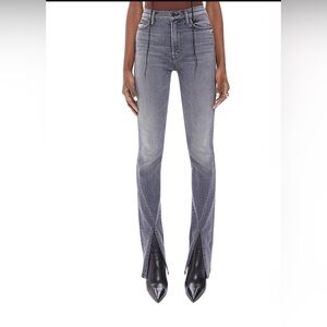 MOTHER The Rascal Sliced Up Heel Digging Up Dirt Grey Denim Jeans (Size 33)